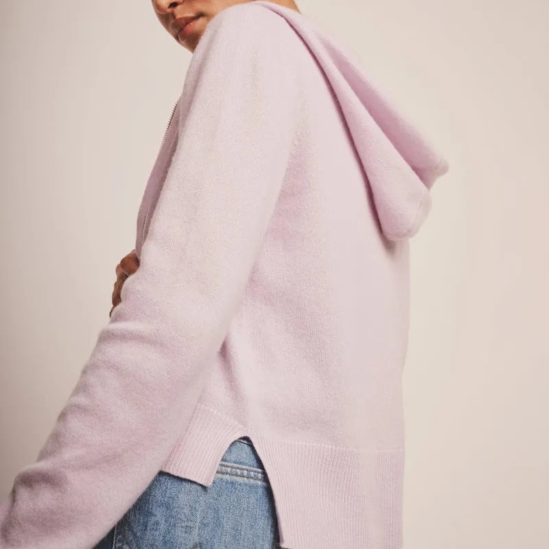 Luxury cardigan mongolian goat pure cashmere girls cardigan with hoodie