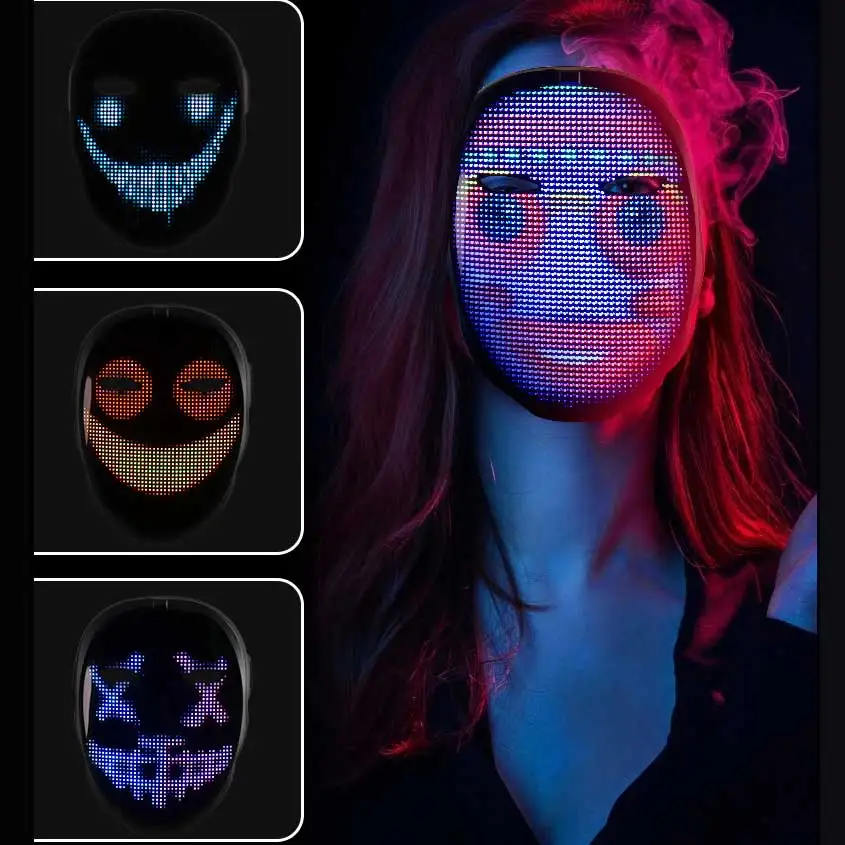 led programmable full face mask App controlled led flashing DIY masks