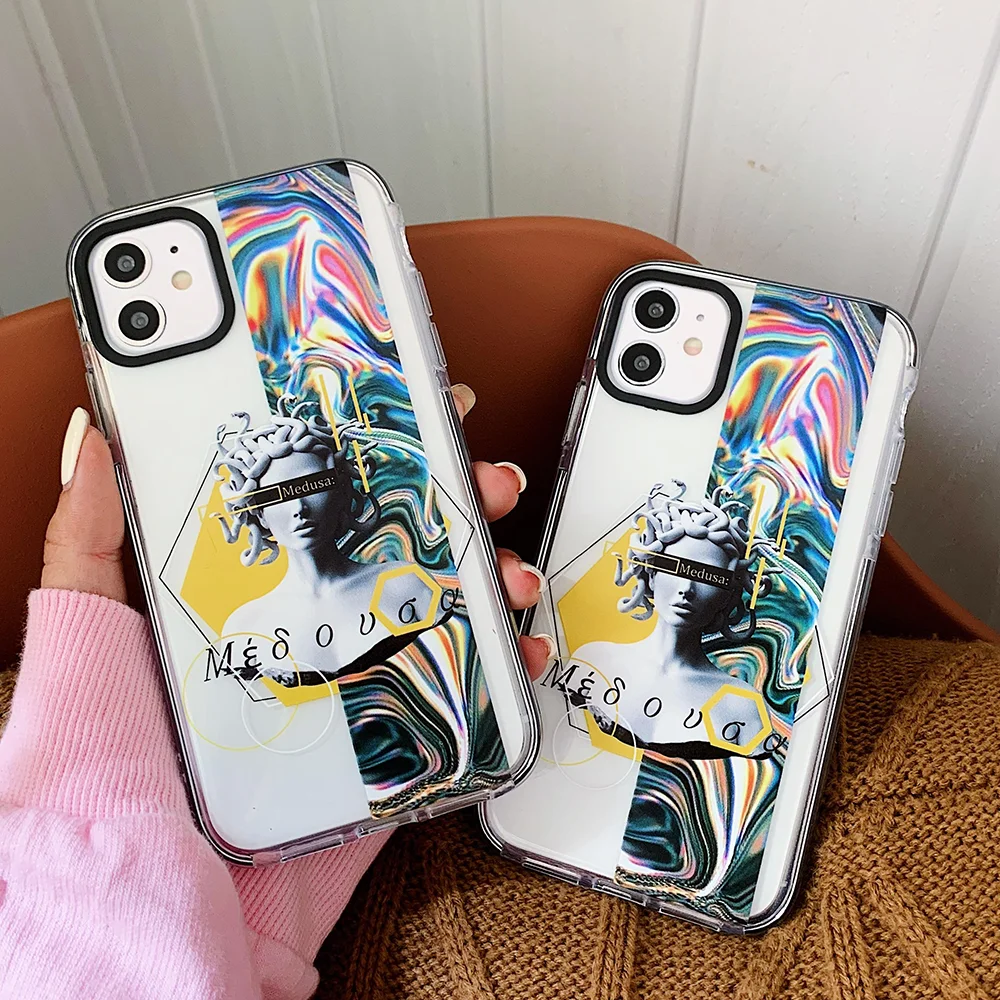 
 Дропшиппинг IphoneX Чехол прохладный Медуза богиня лазера карта Etui чехол для мобильного телефона для iPhone 12 Pro Max XS XR 7 8Plus  