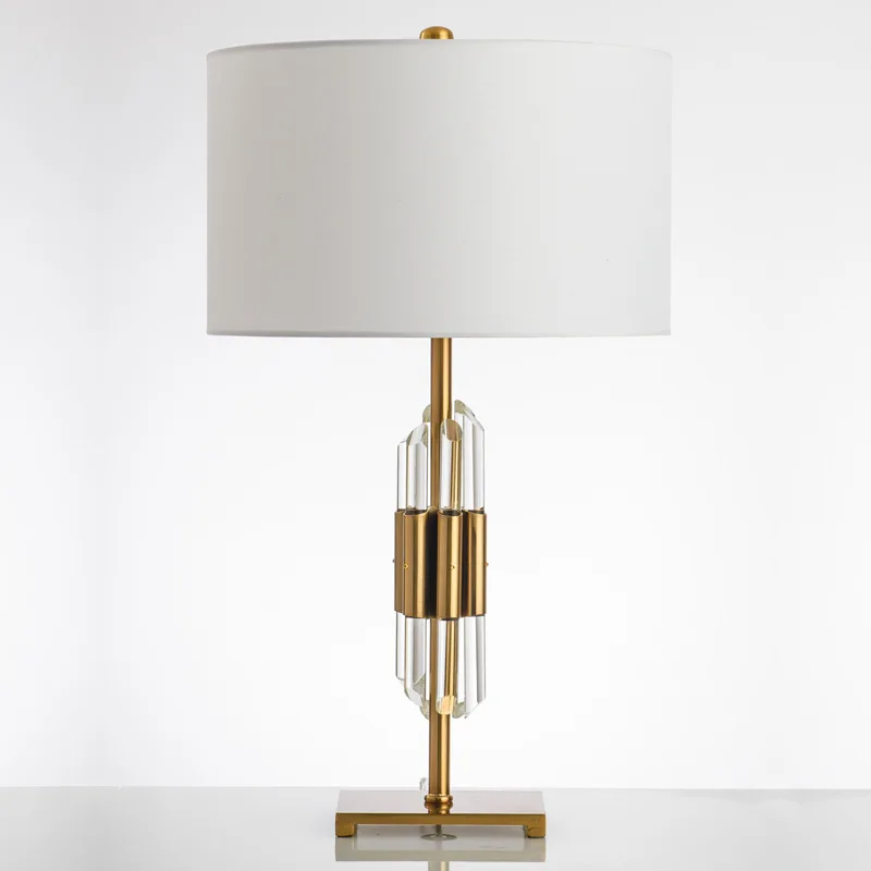 
Electroplating Bronze Decorative Table Lamp Hotel LED Table Light Transparent Tube Crystal Creative Bedside Light 