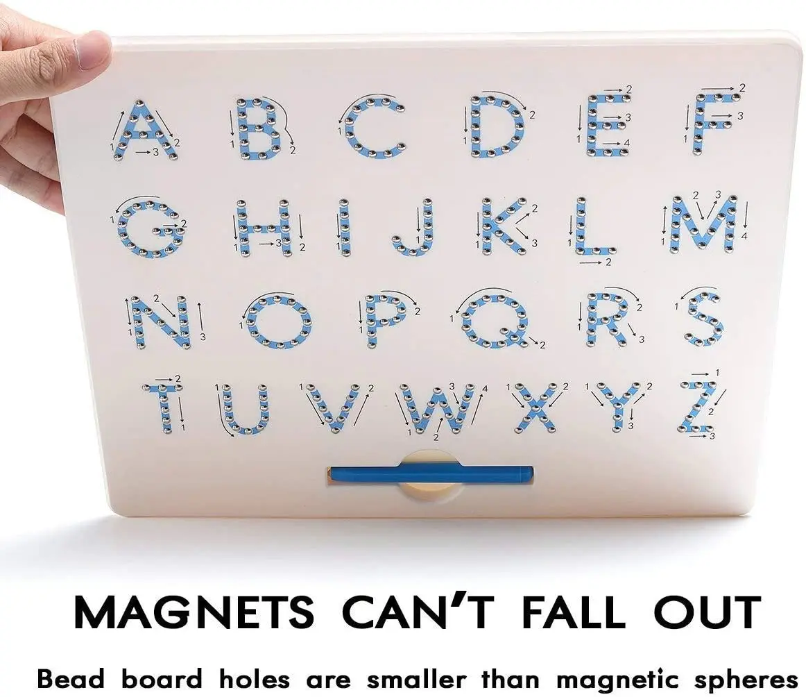Alphabets Board with Stylus Pen DIY Mag Pad English Tracing Board Educational Toy Magnetic Drawing Board