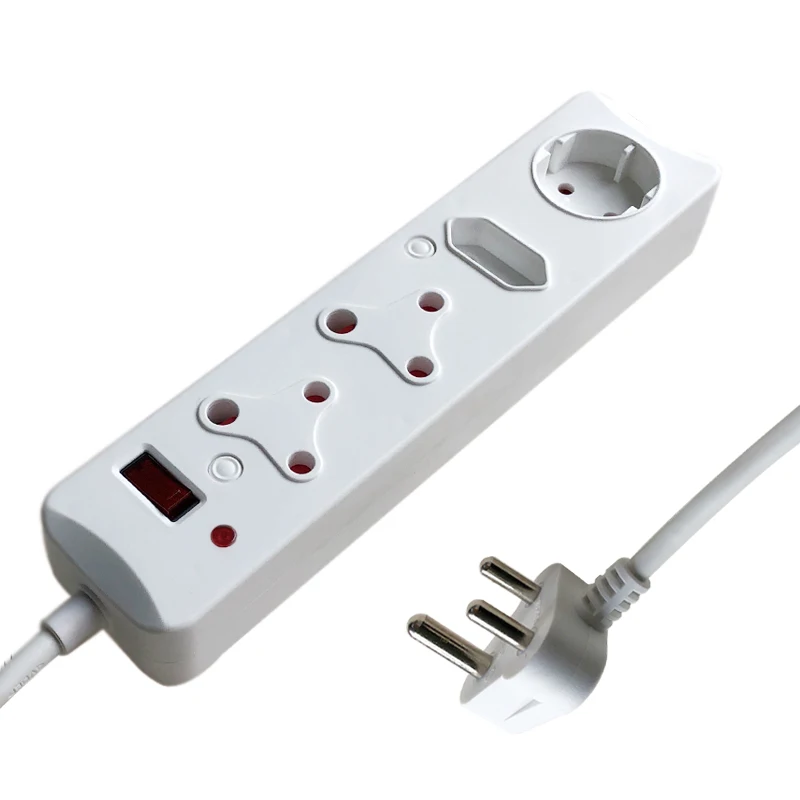 Popular South African type 4 way socket outlets electrical multiple plugs colorful power strip with switch