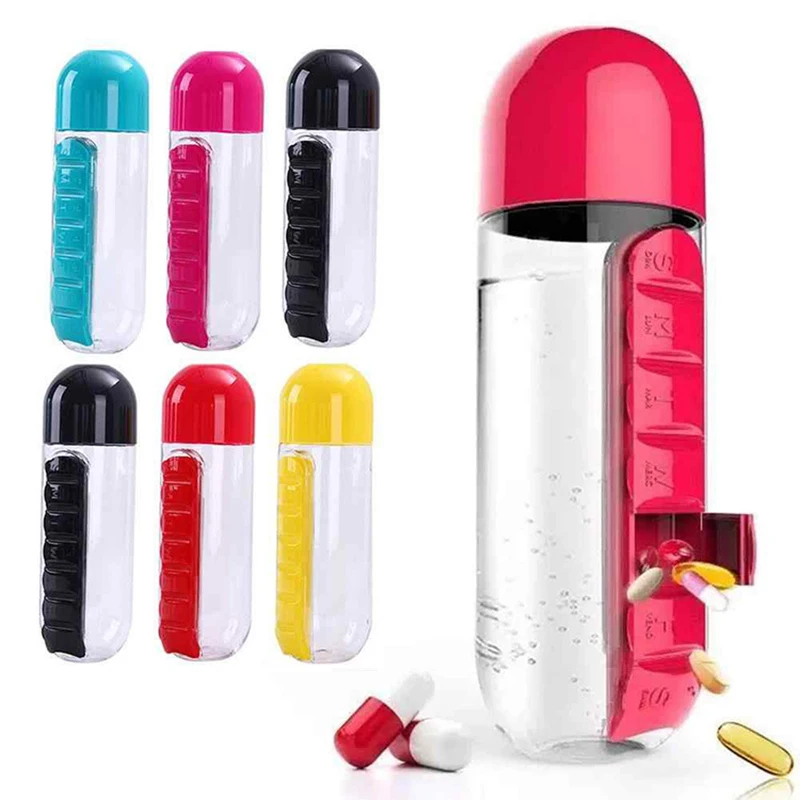 Combo 2 in 1 Weekly Novelty Pill Case Water Bottle