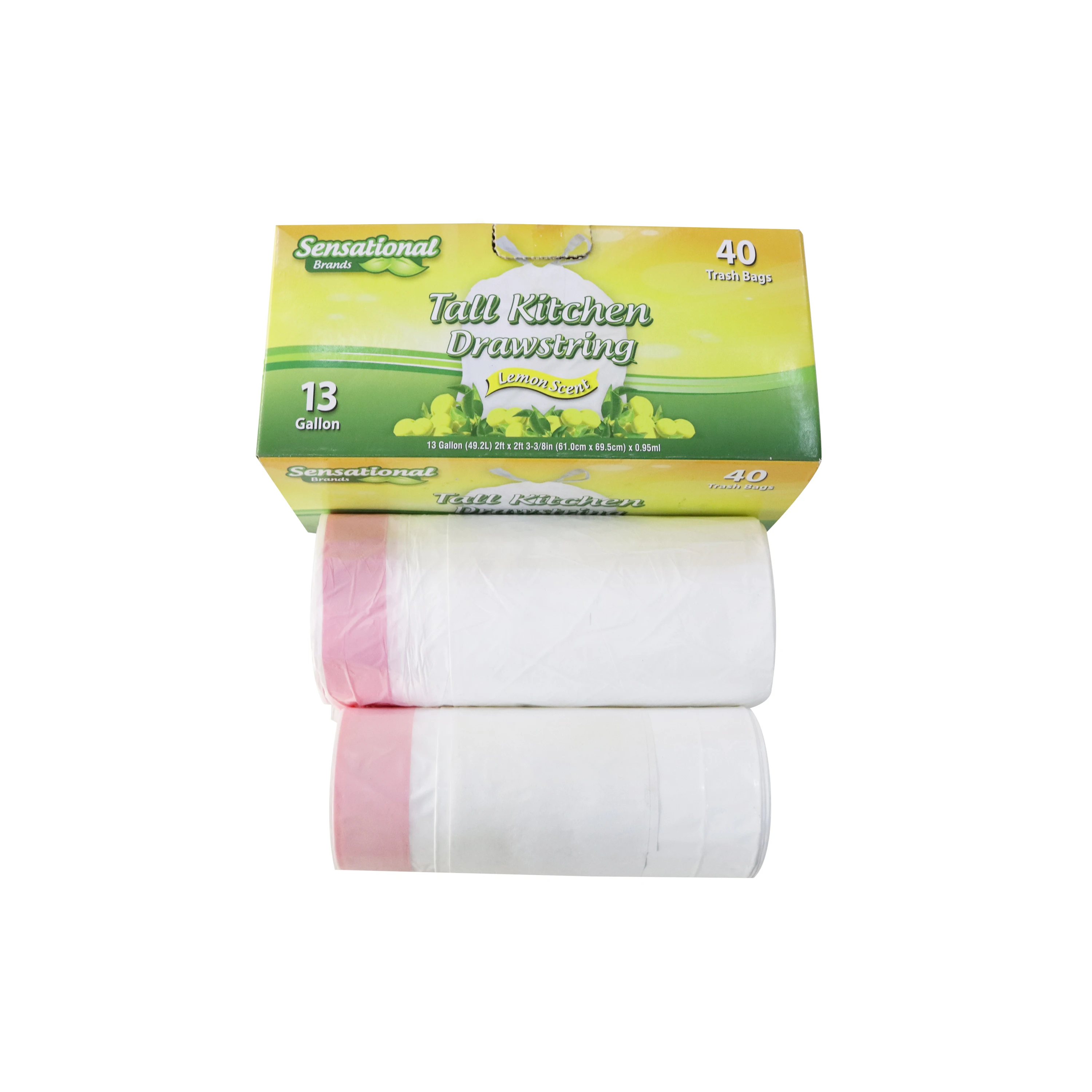 Bags Tie String Garbage Bag with Drawstring Rope Garbage Bags Printed Interleaf Shanghai and Cambodia Factory Both Can Export