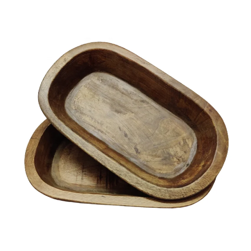 Wholesale 2022 Natural Dark Brown Antique Vintage High-Quality Hand-carved Multi-functional Decorative Mango Wood Small Bowls