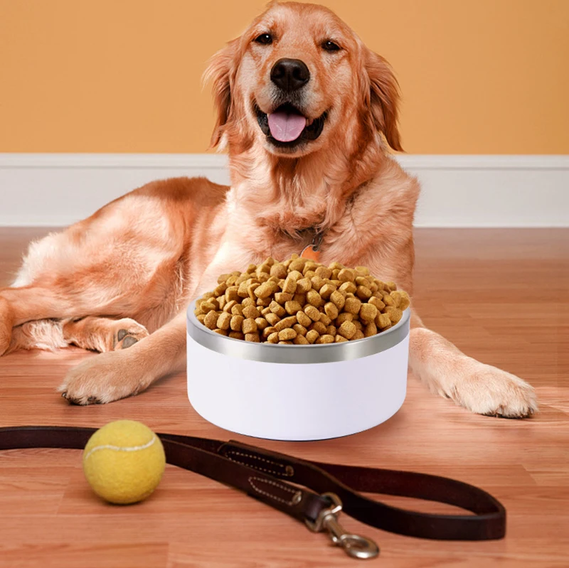 Manufacturer oem multi-colors Double Walled Non-Slip 304 Stainless Steel  pet dog bowl Pet Feeding 100oz