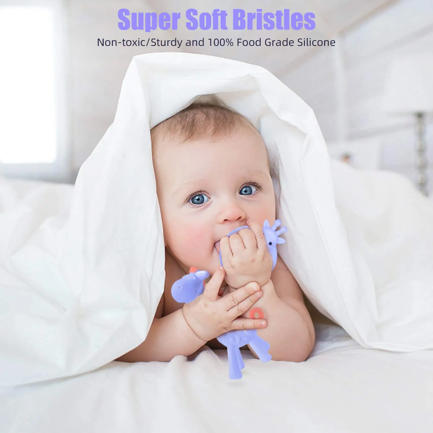 Рождественские радужные деревянные Силиконовые Зубные кольца в виде кролика