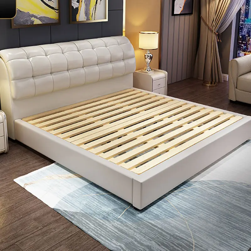 PYC-15 Modern Bedroom Furniture Leather Bed Luxury King Size Double Bed With Storage Drawers Apartment Couple Wedding Bed