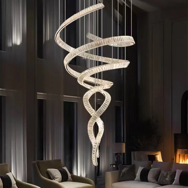 Villa mall staircase crystal LED chandelier indoor hotel decoration luxury custom crystal chandelier lighting