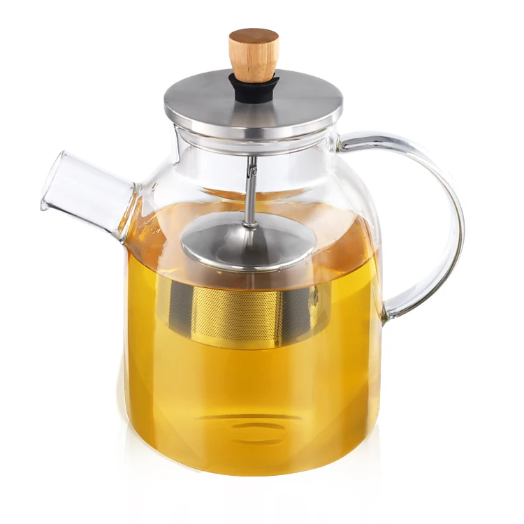 2021 Amazon hot sell glass tea pot with tea infuser high borosilicate glass tea maker wholesale 1000ml