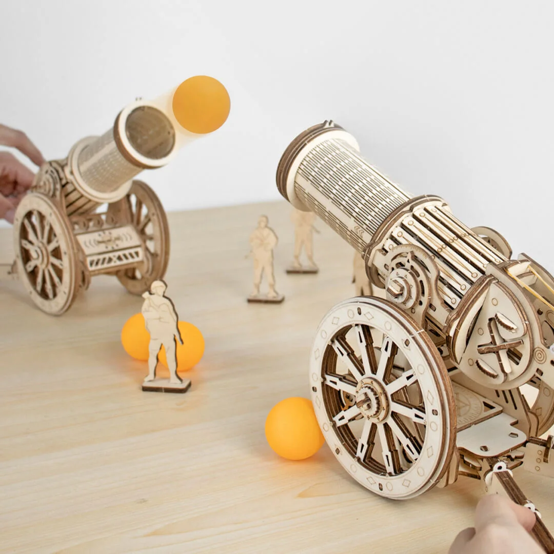 Beaverlab Antique Crafts Medieval Wheeled Cannon 3D DIY Assembled Wooden Cannon Puzzle Novelty Gift