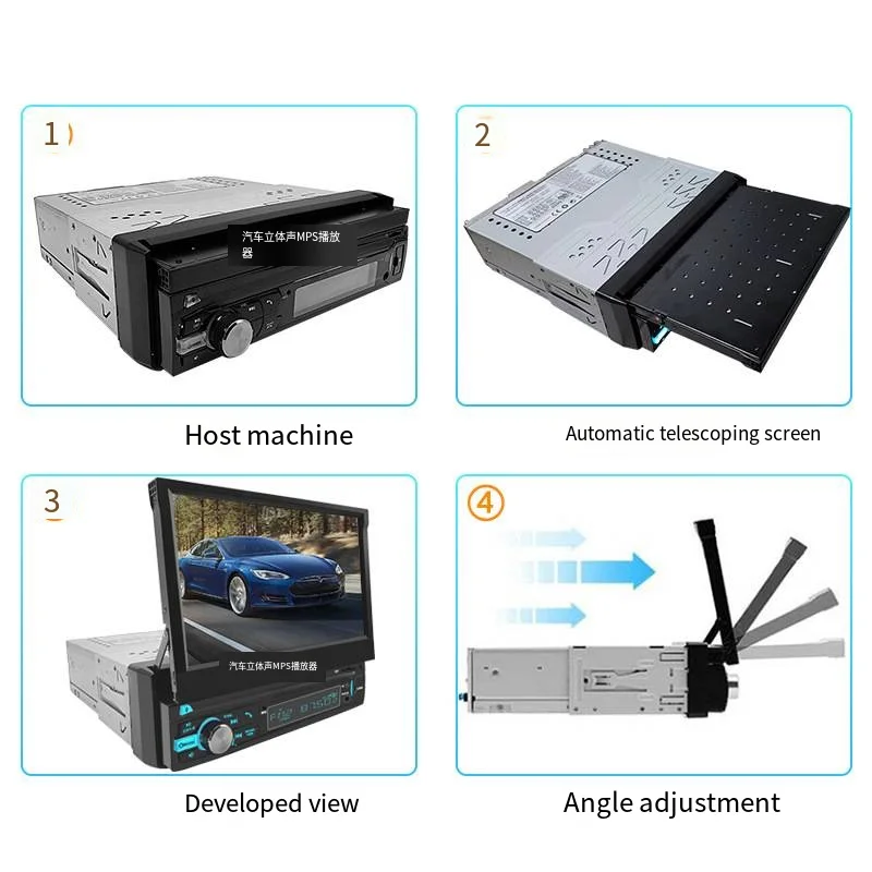 2024 Fashion products android auto retractable 7 inch car monitor lcd stereodvd player portable mp5 player for car