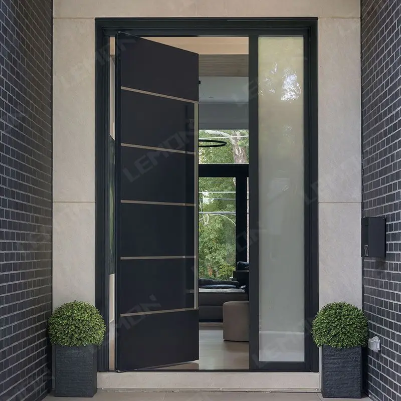 LEMON Brand-New Design Exterior Security Metal Pivot Door For Houses Pivot Doors Modern Entry Aluminum Design