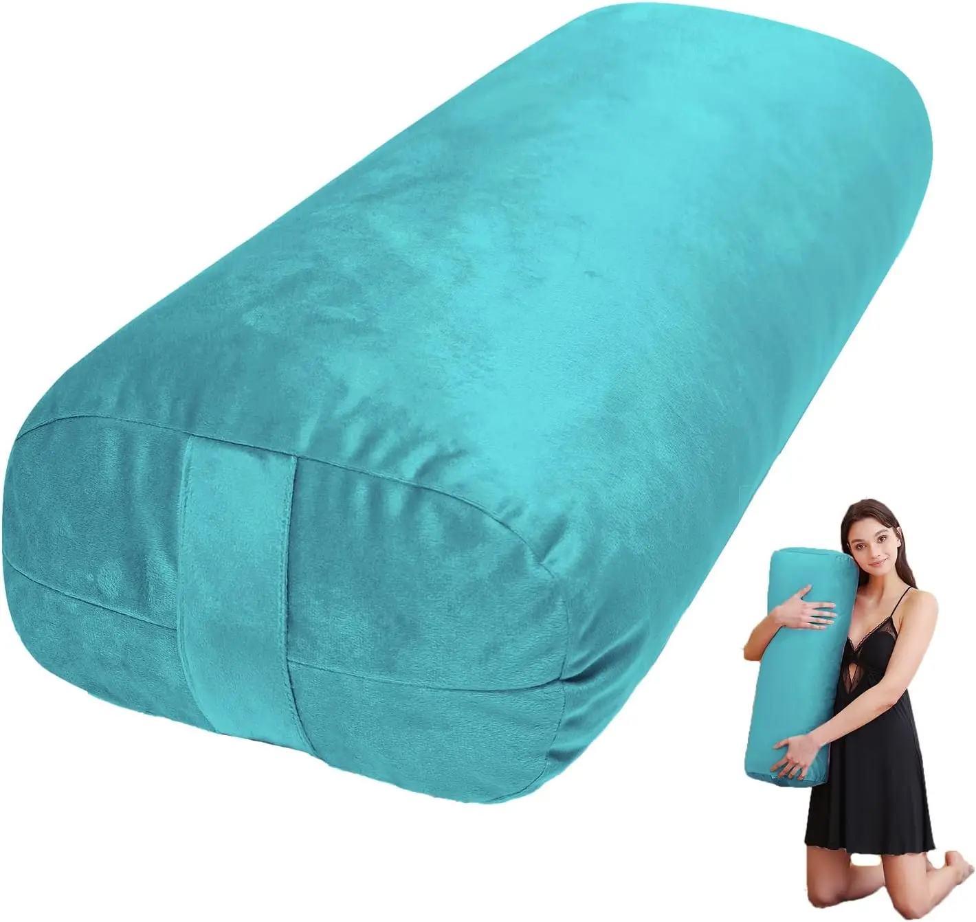 JIKE Yoga Bolster Pillow for Restorative Yoga  prenatal Yoga, Meditation Rectangular Yoga Bolster,GREEN