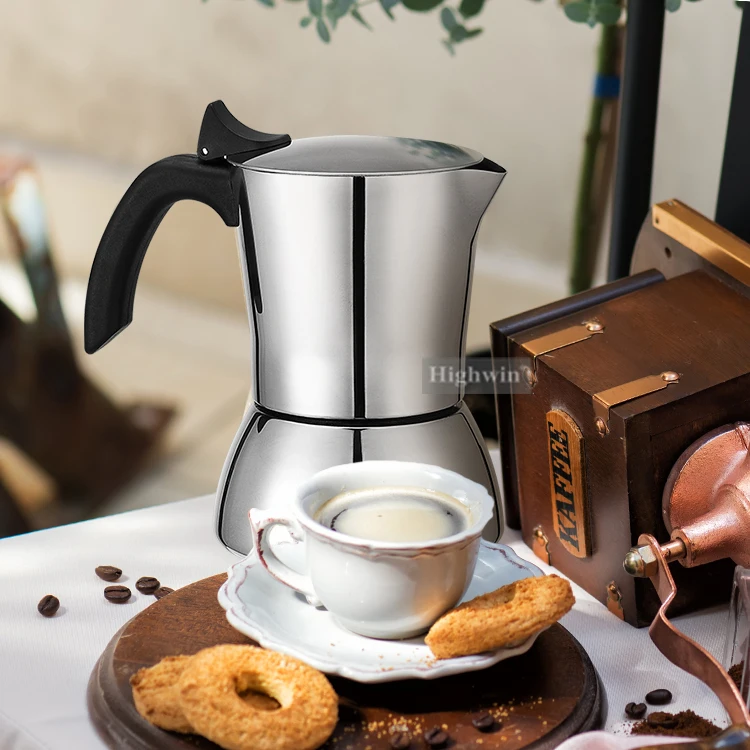 Espresso Mocha Pot Stovetop Moka Coffee Pot Stainless Steel Moka Pot