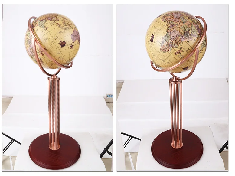 Super big size large decor floor standing stainless steel decorative world map globe 50cm globe world inlaid stone