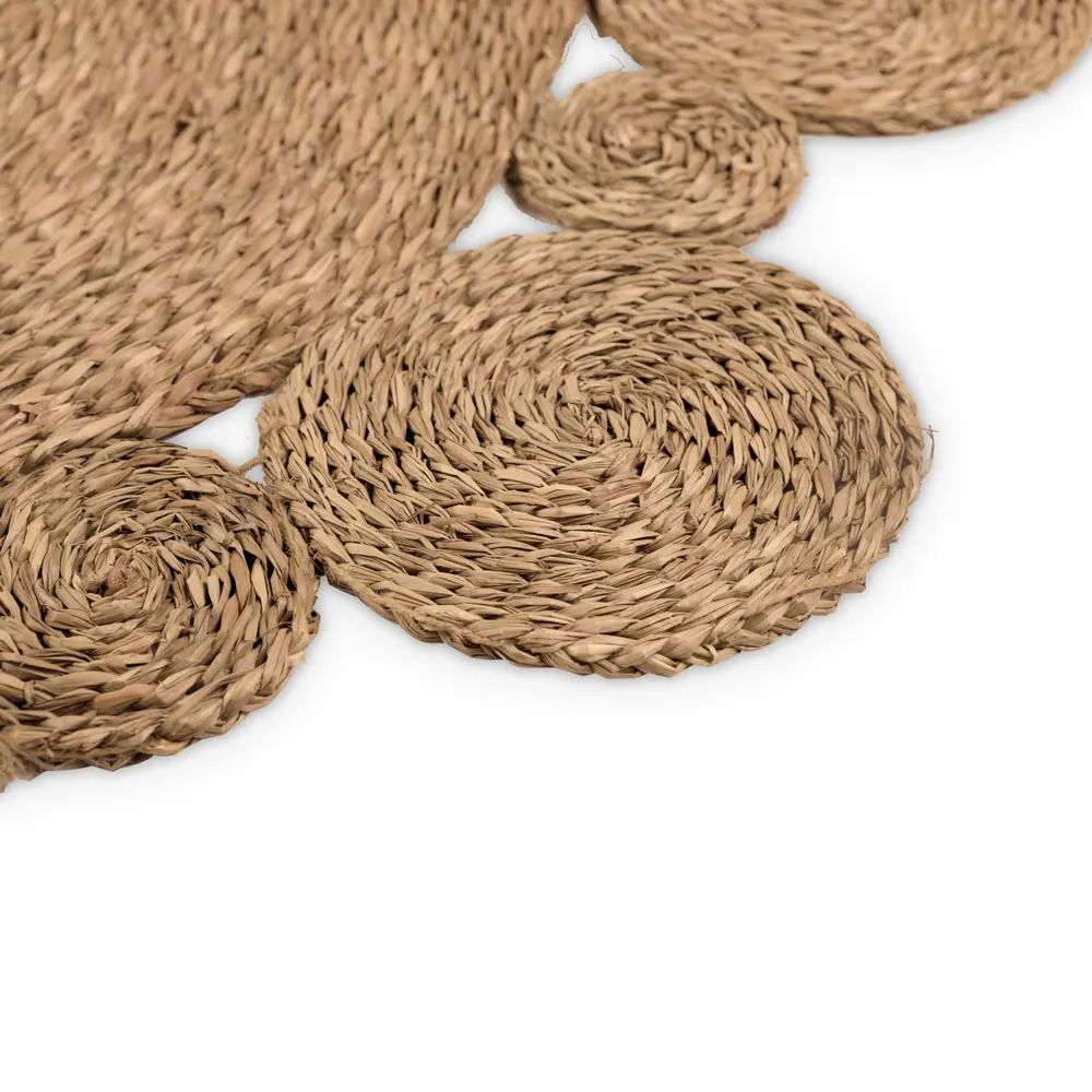 Лидер продаж винтажный круглый коврик в стиле бохо из морских водорослей форме цветка деревенском натуральный коричневый соломенный напольный ковер от вьетнамского производителя