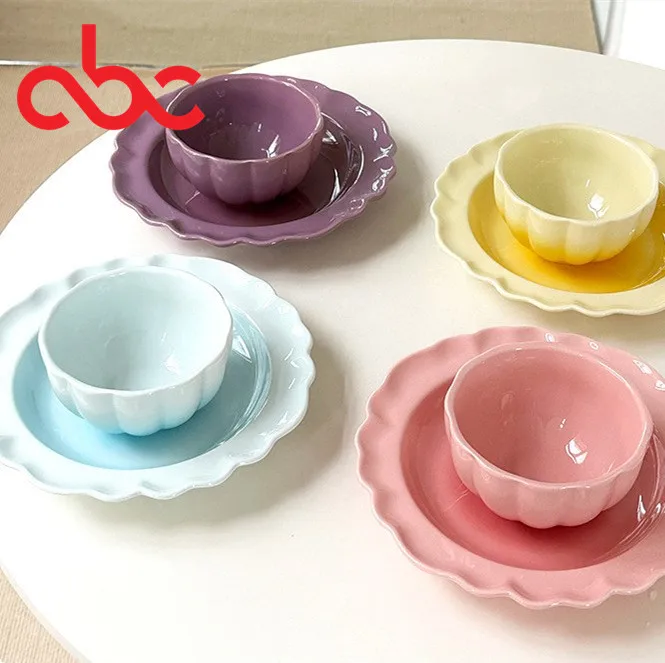 Nordic Style Porcelain Rice Bowl Mini Ceramic Bowl Solid Color Pumpkin Bowl Pink White Gray