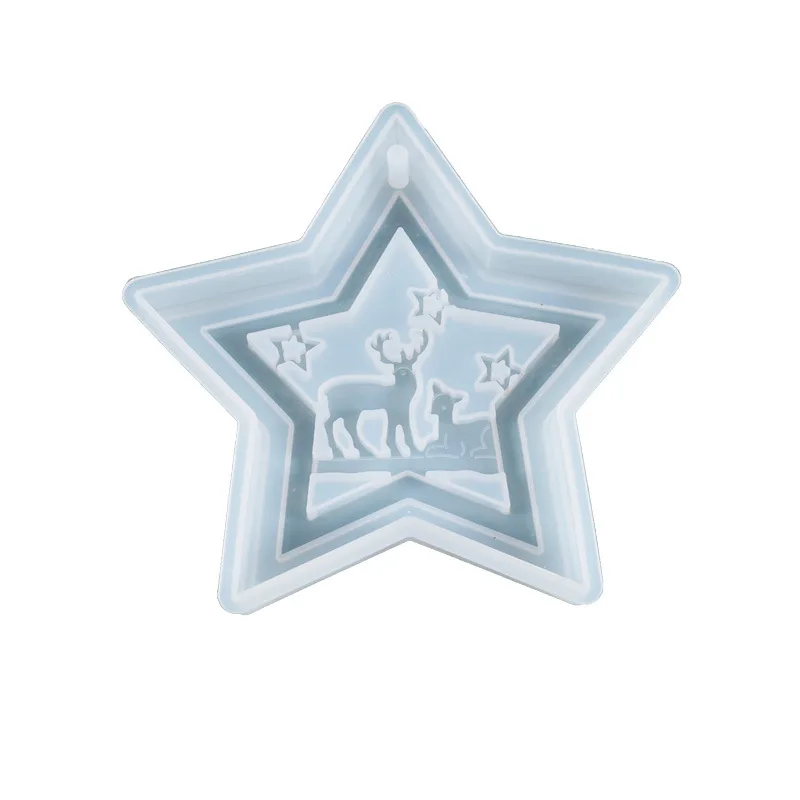 diy crystal drop glue mold stars Moose Christmas theme hanging decoration silicone mold