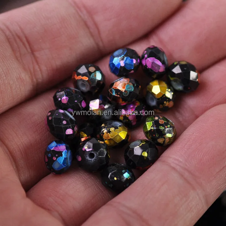 Spots Coated Black Background Style Crystal Glass 8x6mm Rondelle Faceted Loose Spacer Beads for Jewelry Making DIY Crafts