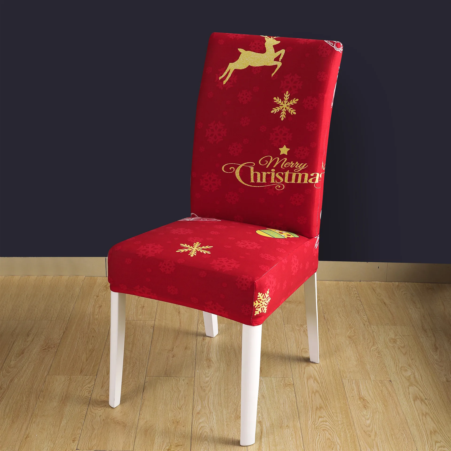 Stretch Removable Washable Dining Room Christmas Chair Cover Protector Slipcover Christmas Decoration Home Decor Seat Cover