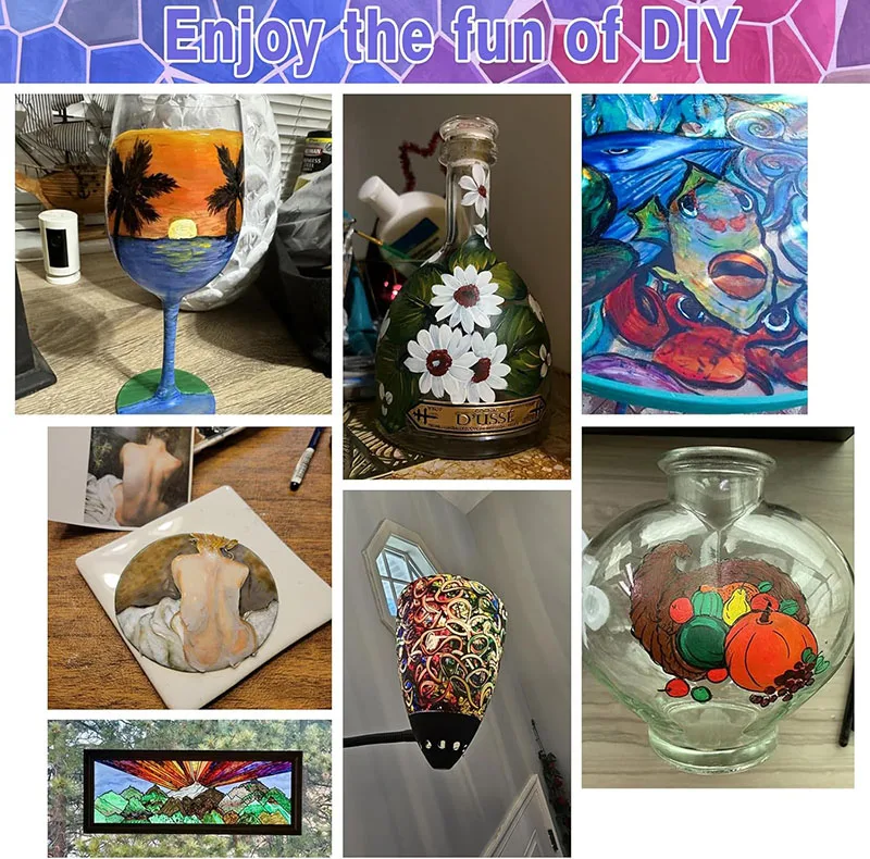 Meihui Glass Color 12 Colors Waterproof Stain Enamel Glass Paint for Wine Glass Porcelain Window Ceramic