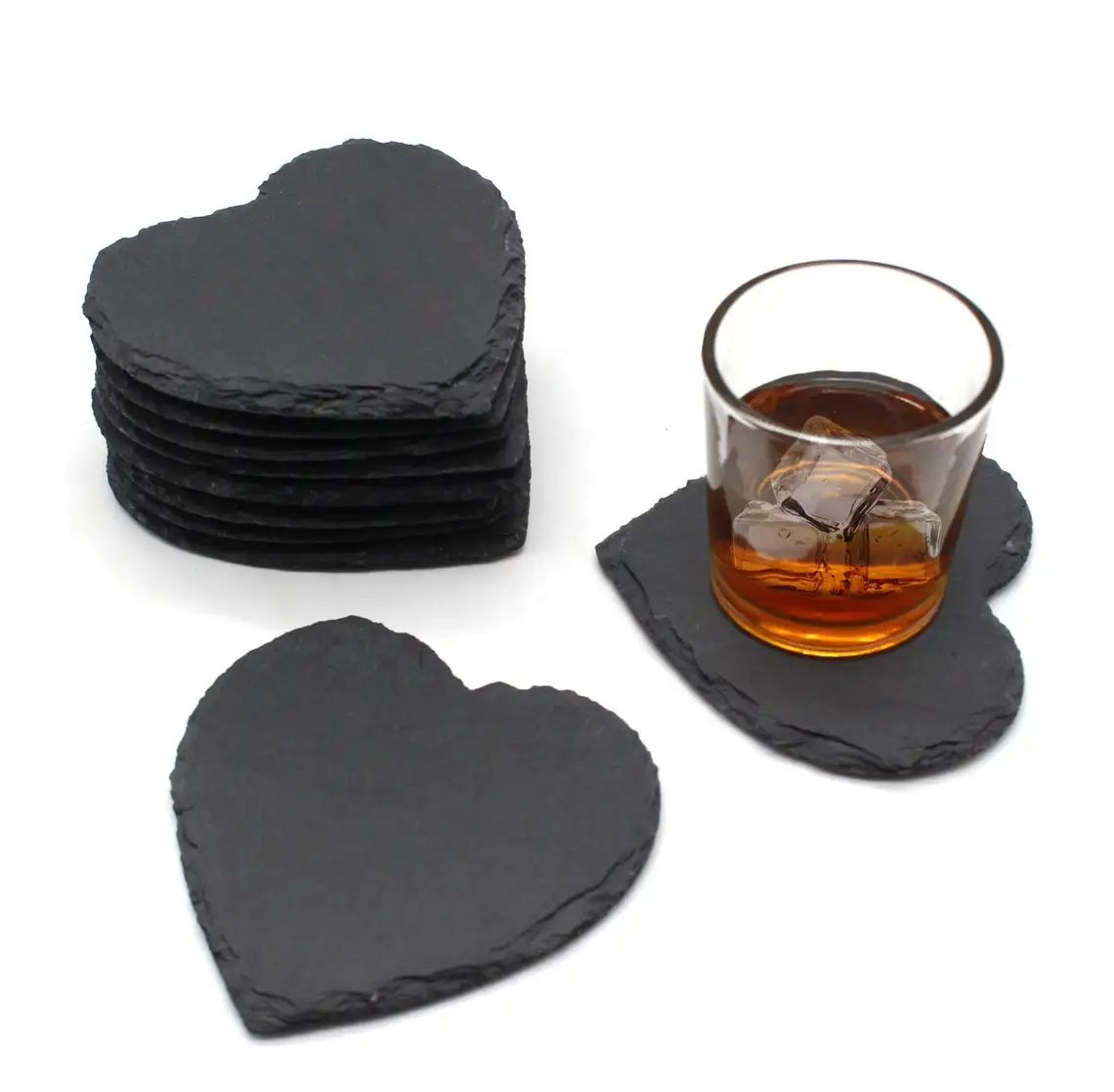 Natural Black Square Stone Slate Dishes Coaster Solid Sushi Steak Barbecue BBQ Plate Cheese Pizza Dessert Cake Fruit Dish Tray
