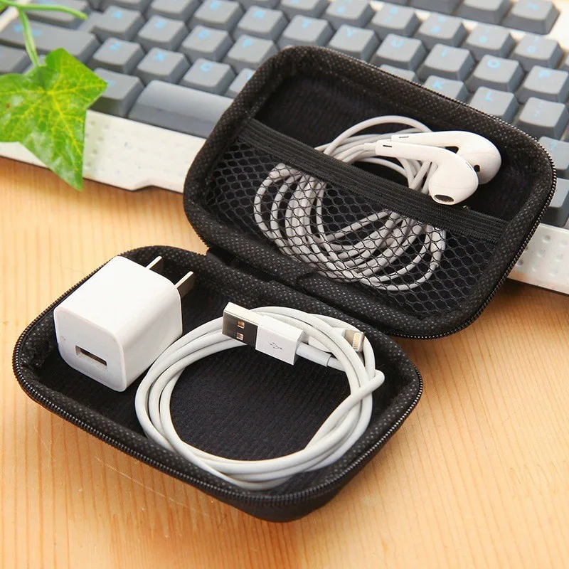 Mobile hard disk storage bag customized data cable organizer square zipper bag anti-pressure EVA card Headphone organizer