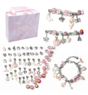 Hot selling Creativity DIY Bracelet Beads Dangles crafts gifts set make own jewelry toys for kids girls Christmas gifts