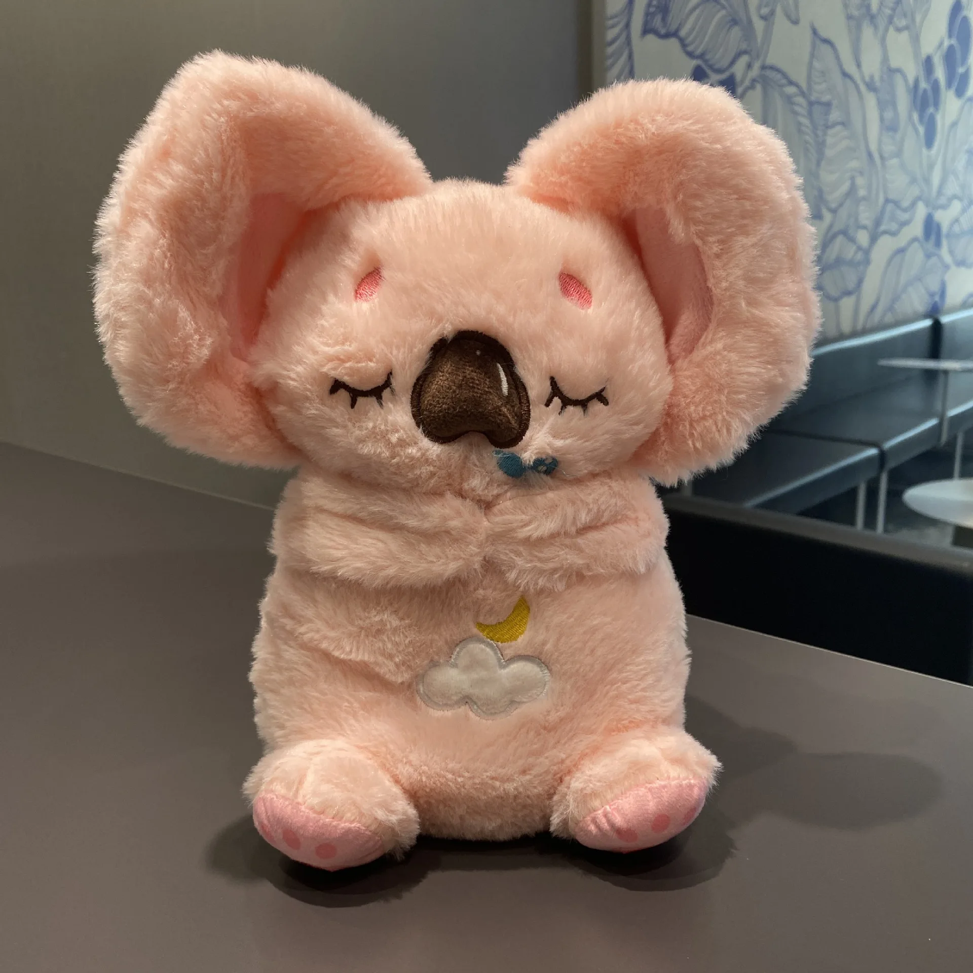 New Design Breathing Otter Koala Bunny  Plush Toy Glowing Snoring Custom Schlummer Sleeping Breathing Animal Baby Accompany Toy