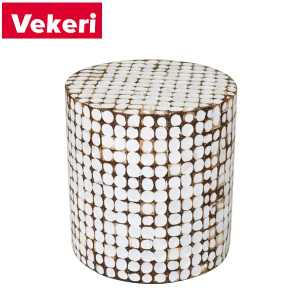 The decorative pattern of cylindrical Mosaic of side table of white real wood of Bohemian style suits buy content and adornment