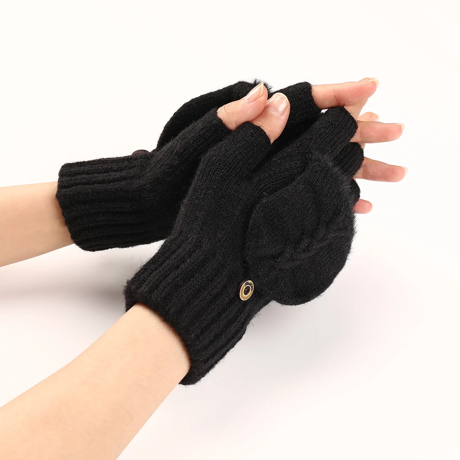 Autumn Winter Knitted Fingerless Half Finger Gloves For Women