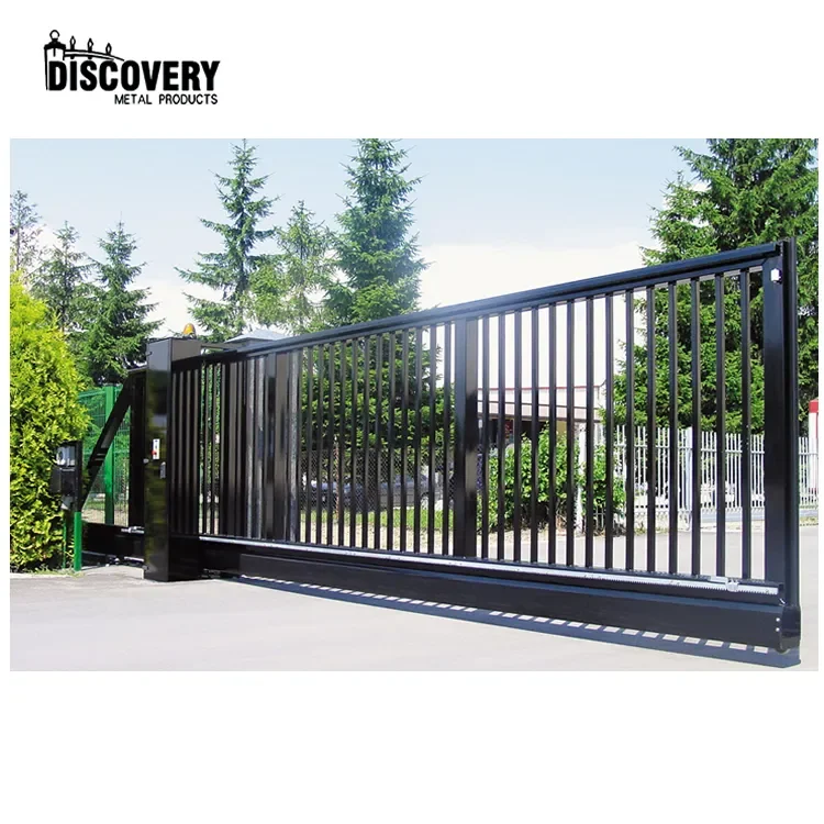 Hot sale outdoor entrance gate automatic metal sliding gate with opener powder coated aluminum driveway gates
