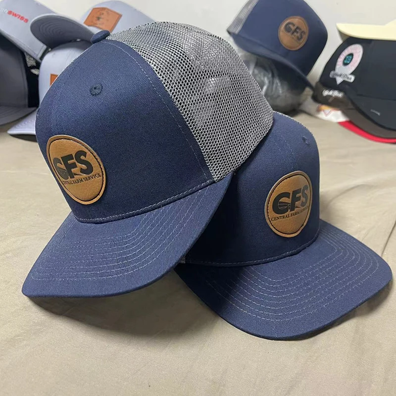 Custom Embroidery Logo Mesh Snapback Sports Caps Suede Mesh Trucker Cap  5 Panel 6 Panel 100% Cotton fabric cap