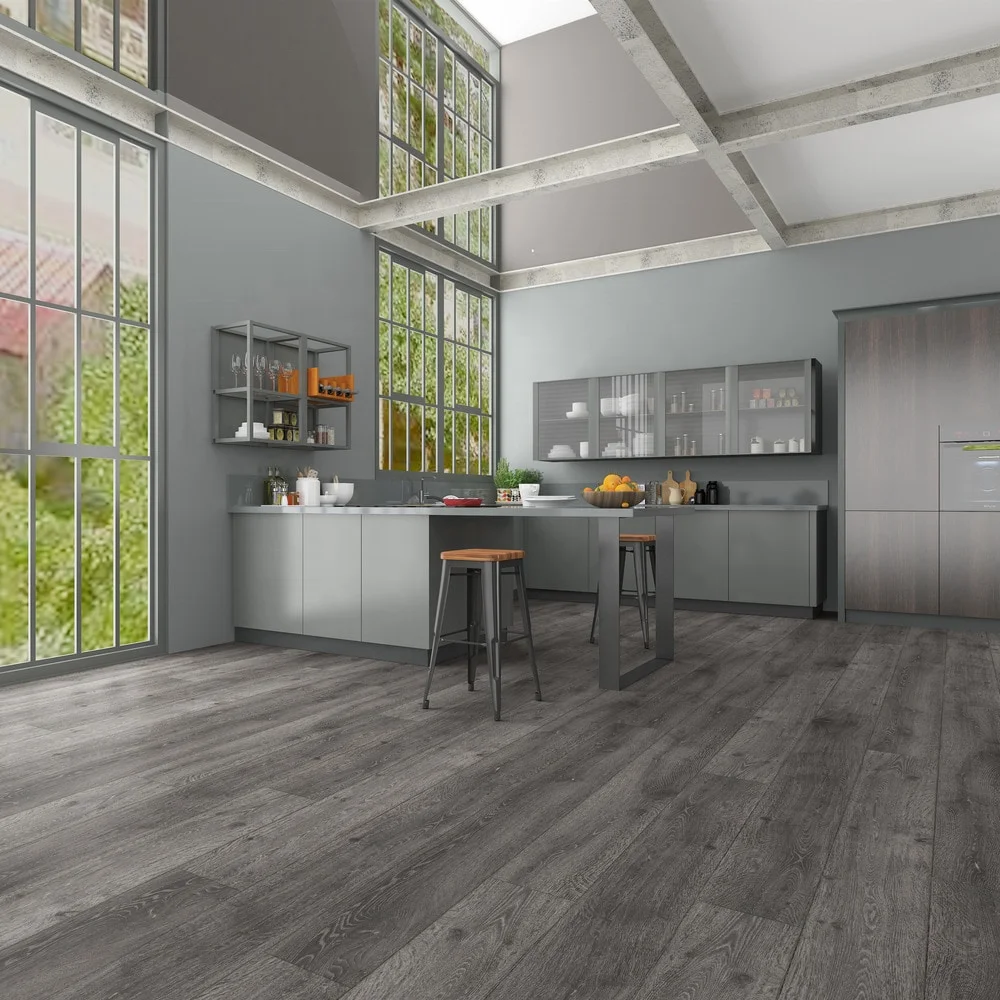 
UV coating grey wood design LVT click Eco pvc vinyl flooring 
