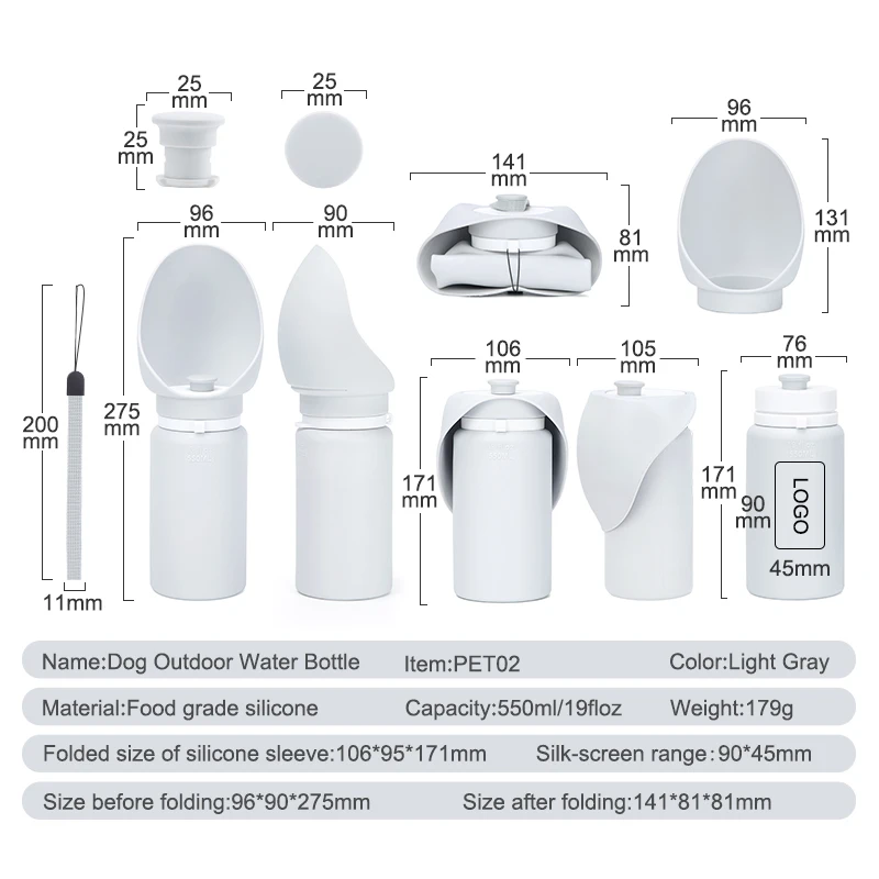 Custom Hot Sale New Arrival Idea 2024 550ml 750ml Travel Walking Silicone Dispenser Dog Accessories Supplies Pet Water Bottle