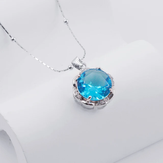 Elegant S925 Pure Silver Necklace Set Women Fashionable Fine Dangle Earrings Diamond Zircon Crystal Flower Collarbone Chain