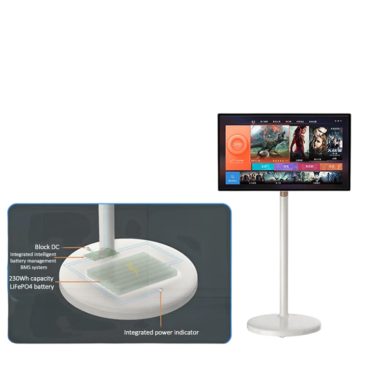 22 Inch Stand By Me Indoor Lcd Wireless Display Smart Capacitive Touch Rechargeable Rotatable Moveable Smart Tv