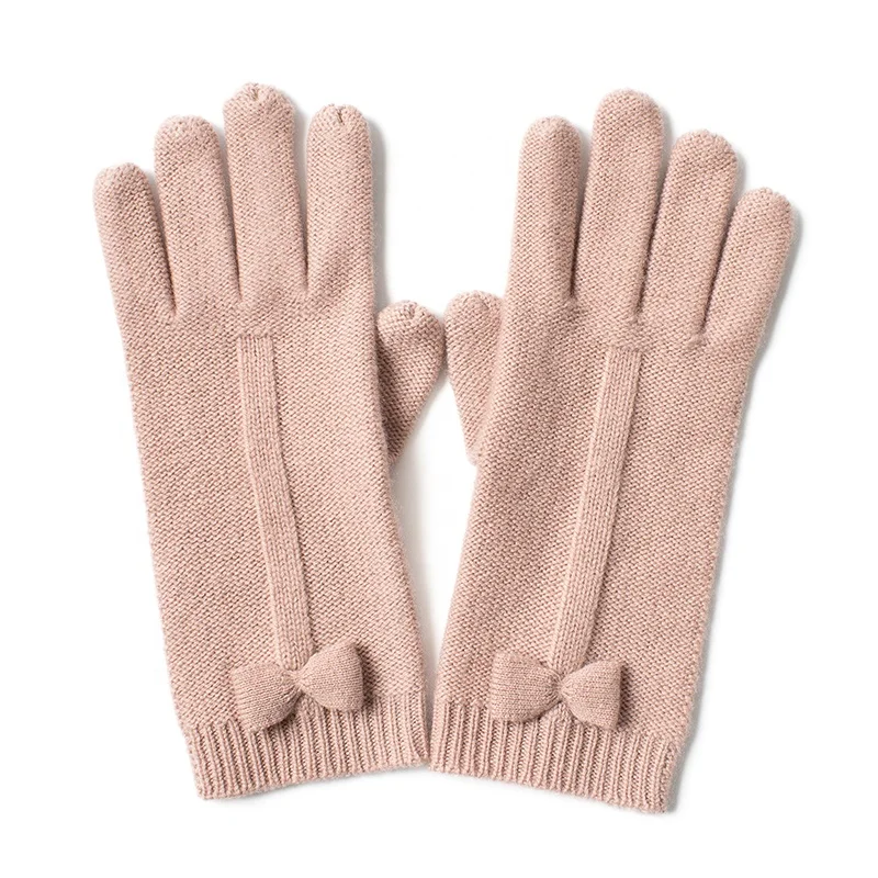 2021 popular ladies and girls hot picks top quality cashmere knitted gloves with fancy knots
