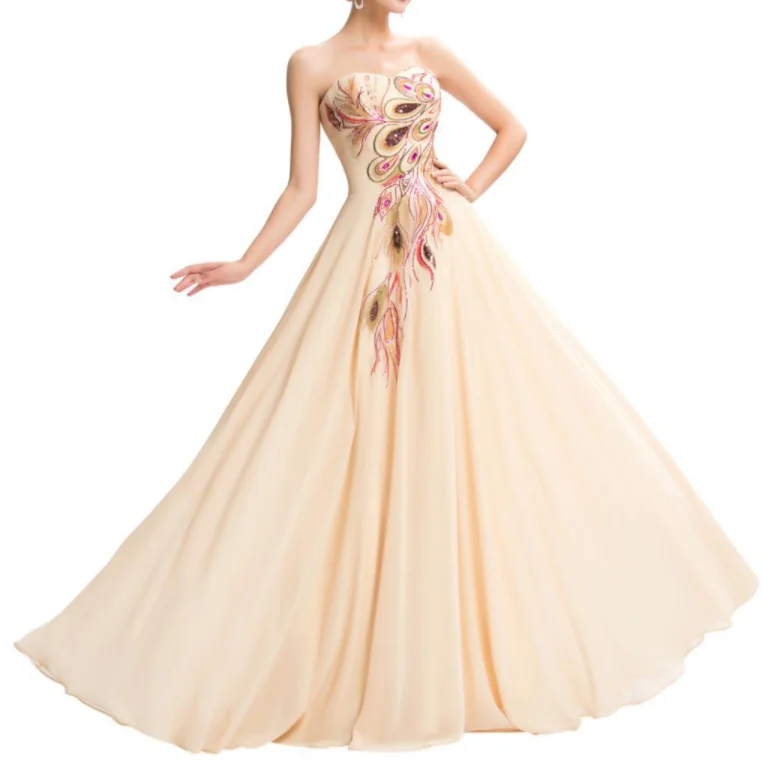 
2020 new embroidered peacock dress mopping long navy blue purple black dress gown chiffon 