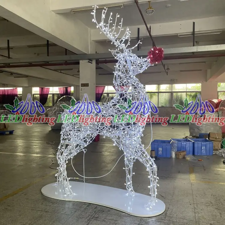 Factory direct sales large reindeer cart motif light horse drawn cart led Christmas 3D motif lights