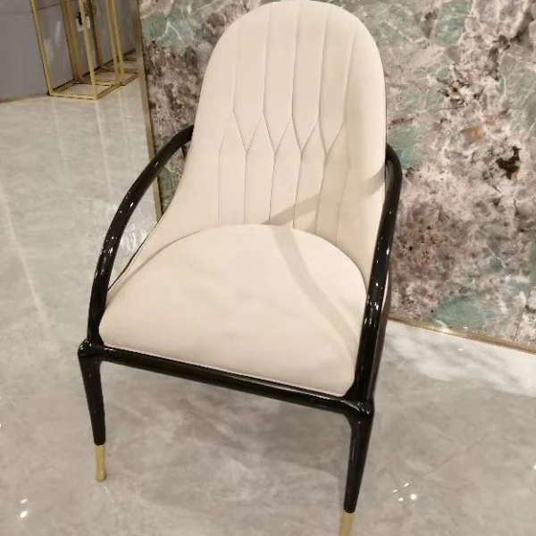 European luxury living room dining chair with solid wood frame and copper foot dining chair