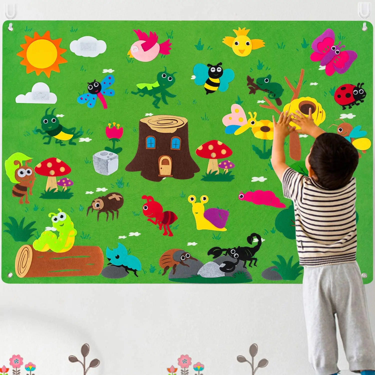 2024 New Design Custom Early Learning Play Kit Wall Hanging Educational Toy Toddlers Insect Animals Teaching Felt Matching Game