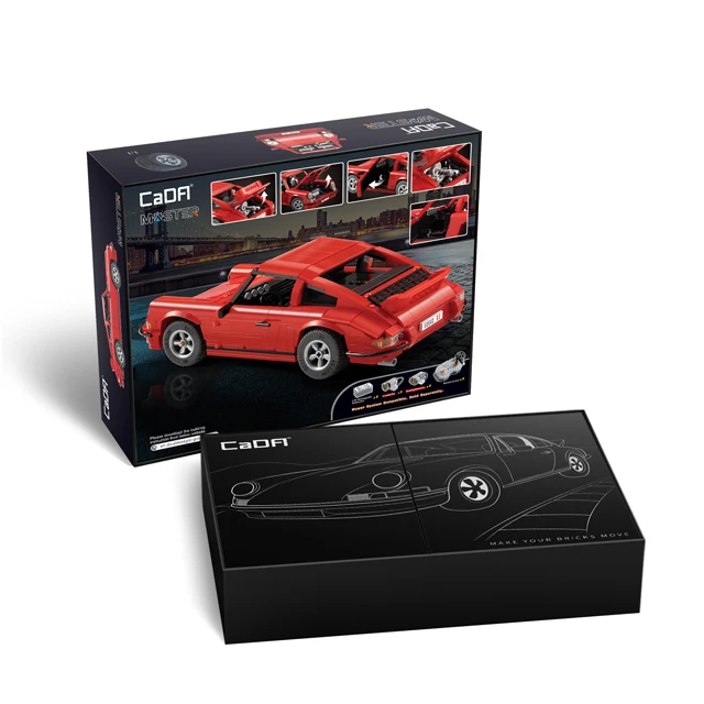 Cada C61045W Retro Red RS Sports Car Vehicle MOC M. Schlegel DIY Bricks Set Building Blocks for Kids Car Toys