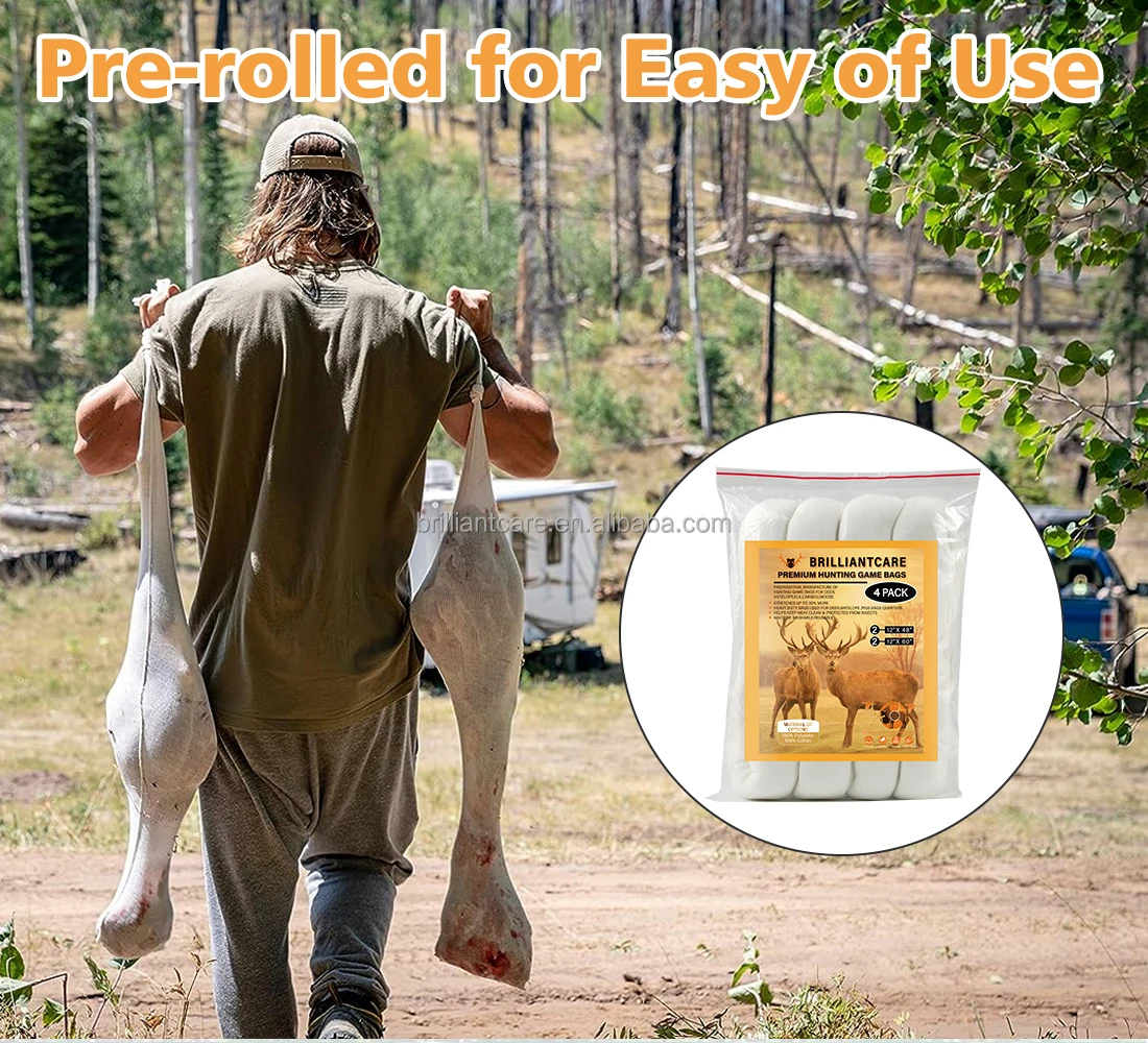 Elk Game Bags Hunting Meat Bag 5-Pack Reusable Rolled Heavy Duty Quarter Bags