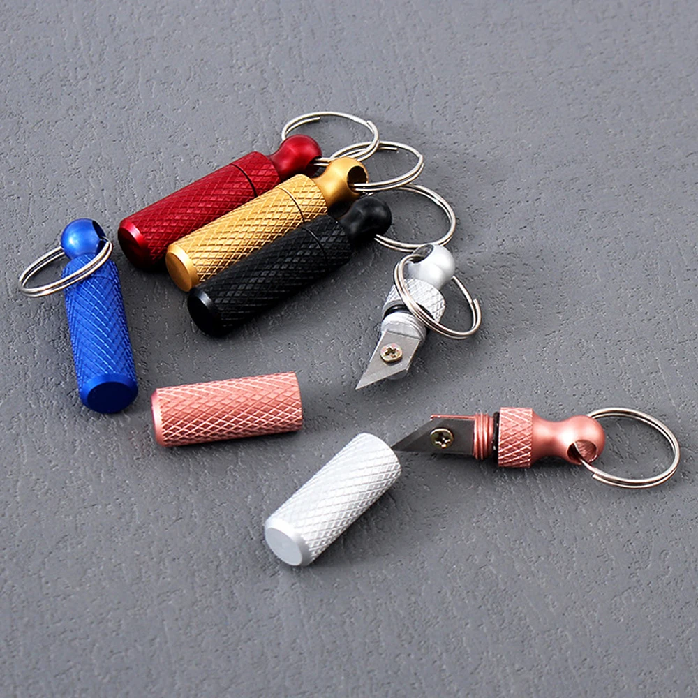 Keychain Box Cutter Capsule Mini Knife Multi-Functional Portable Tool Outdoor Survival Keychain Pendant Gadget Package Opener