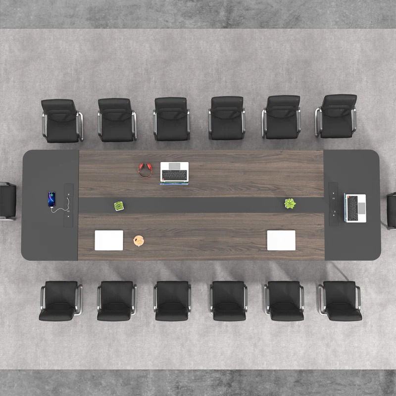 High-End Luxury Office Furniture Modern Wooden Meeting Table Chair Set for School Meeting Room Reception Desk Wood Panel Style