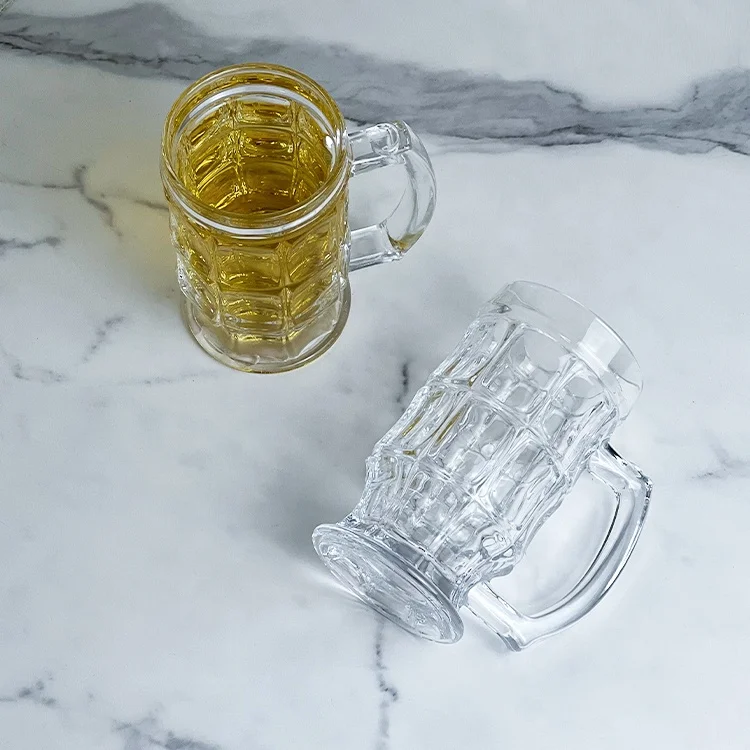 400ml  Beer Steins Glasses Beer Tankard Glass Mugs Drinking with handle