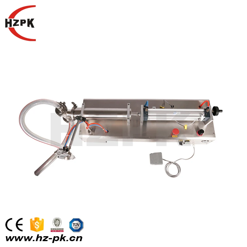 HZPK small semi automatic perfume water milk juce beverage liquid bottle piston filling machine