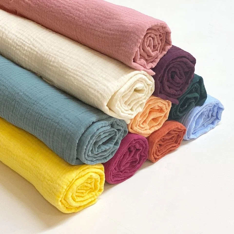 Wholesale Solid 6 layer gauze blanket muslin silk fabric wholesale cotton crepe muslin fabric for garment